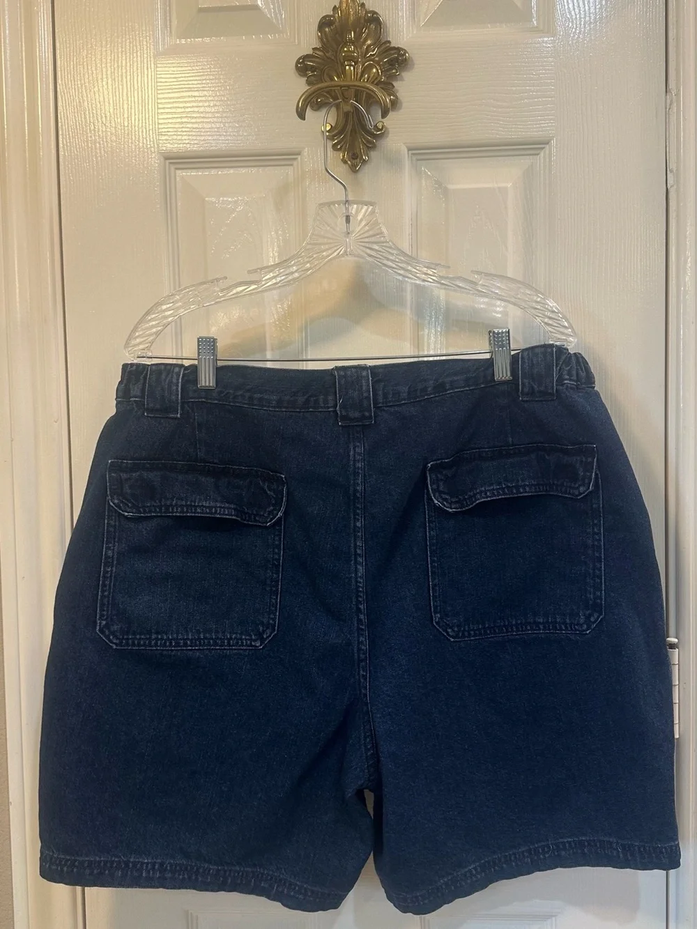 Croft & Barrow Men’s Dark Blue Denim Cargo Shorts Elastic Sides 6 Pockets Sz 38 - Picture 9 of 9